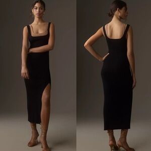 Anthropologie Black Double Tank Knit Dress